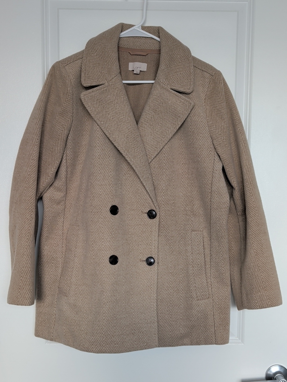 LOFT Double-Breasted Pea Coat in Camel